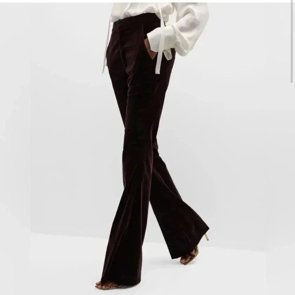 A.L.C. Sophie II Velvet Flare Pants Chocolate Plum size 14 - Picture 11 of 12